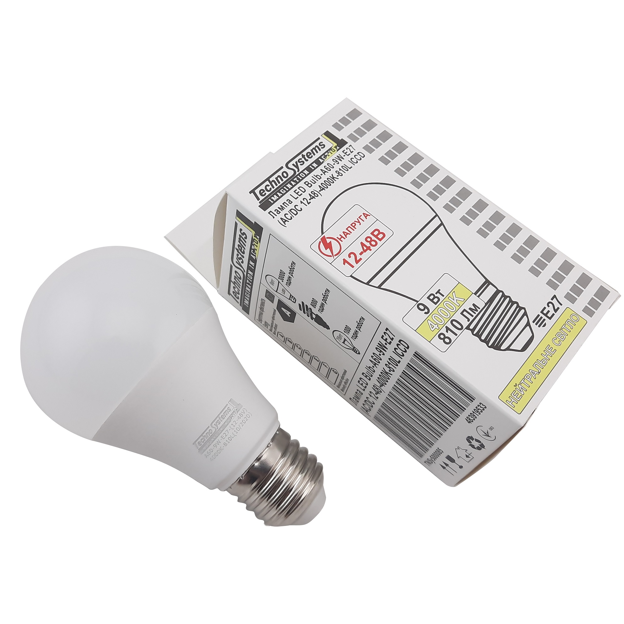 Лампа світлодіодна LED Bulb A60-9W-E27-(AC/DC 12-48V)-4000K-810L ICCD TNSy